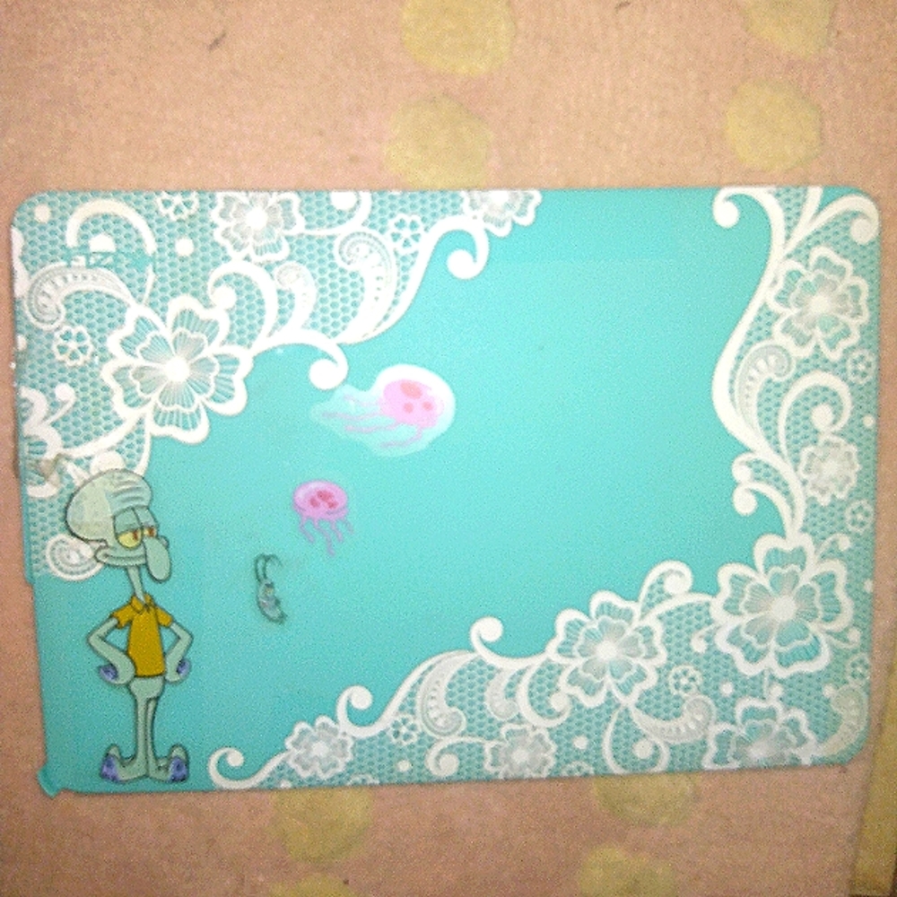 Aqua  colored  Squidward MacBook hard case with.rubber keyboard cover